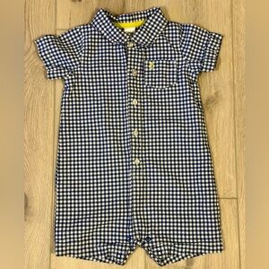 Carter's Navy and White Checkered Romper